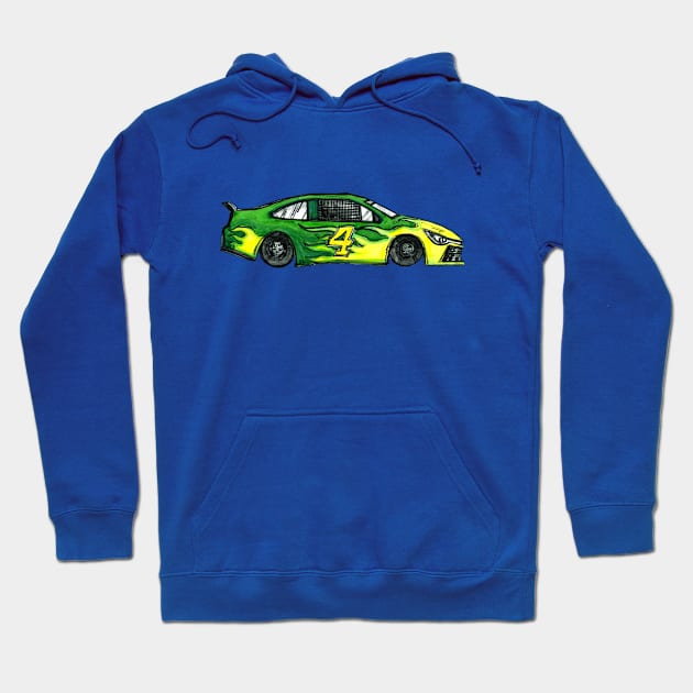 Green Racecar #4 Hoodie by enoogs